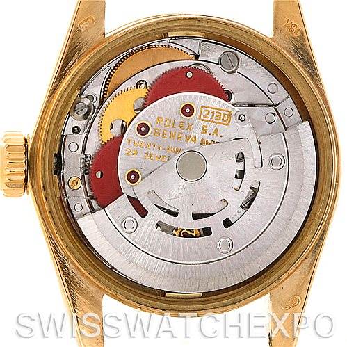 This image shows the inner mechanical components of a Rolex President 67198 Women's Yellow Gold Blue Dial 67198 Women's Yellow Gold Blue Dial model, viewed from the back.