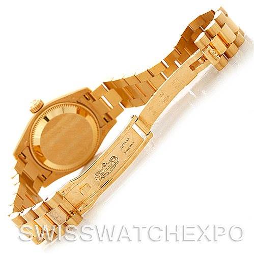 This image shows the President model by Rolex from the back, focusing on the clasp and bracelet.