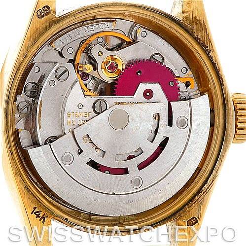 The image shows the inner mechanism of a Rolex President 6719 Women's Yellow Gold Champagne Dial 6719 Women's Yellow Gold Champagne Dial model watch from the back angle.