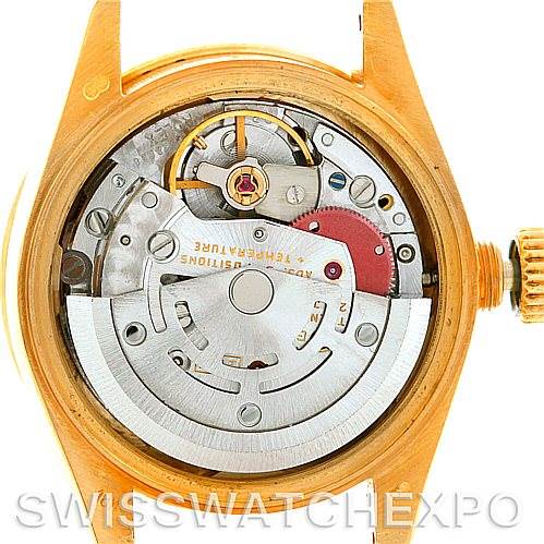 This image shows the internal mechanism of the Rolex President 69068 Women's Yellow Gold Mother of Pearl Dial 69068 Women's Yellow Gold Mother of Pearl Dial model watch, viewed from the case back angle.