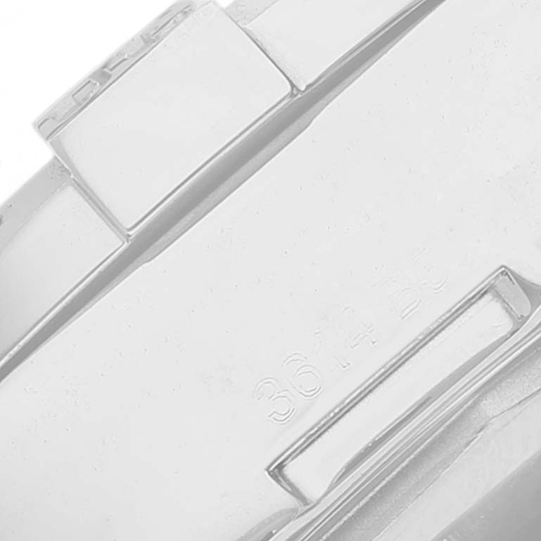 This close-up image shows the clasp and a portion of the strap from a Breitling Colt A73388 Men's Stainless Steel White Dial A73388 Men's Stainless Steel White Dial watch.