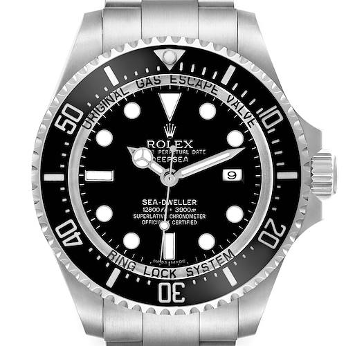 The Rolex Sea-Dweller 116660 Men's Stainless Steel Black Dial 116660 Men's Stainless Steel Black Dial watch is shown from a top-down angle, displaying its face, bezel, and crown.
