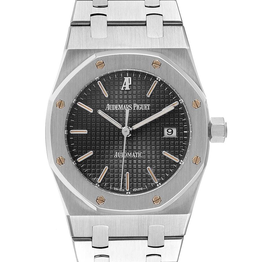 The image shows a front view of an Audemars Piguet Royal Oak 15000ST.OO.0789ST.05 Men's Stainless Steel Grey Dial 15000ST.OO.0789ST.05 Men's Stainless Steel Grey Dial watch, displaying the dial, bezel, and part of the bracelet.