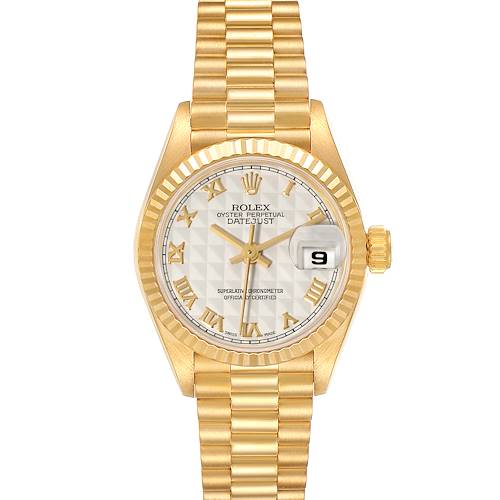 The image shows a front view of the Rolex President 69178 Women's Yellow Gold Beige Dial 69178 Women's Yellow Gold Beige Dial model watch, displaying the face, bezel, and bracelet.
