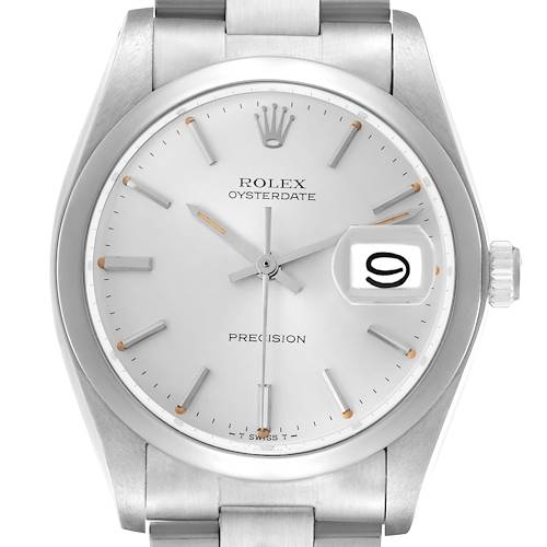 The Rolex Vintage Collection 6694 Men's Stainless Steel Silver Dial 6694 Men's Stainless Steel Silver Dial watch is shown from a front angle, highlighting the dial, hands, date window, and part of the bracelet.