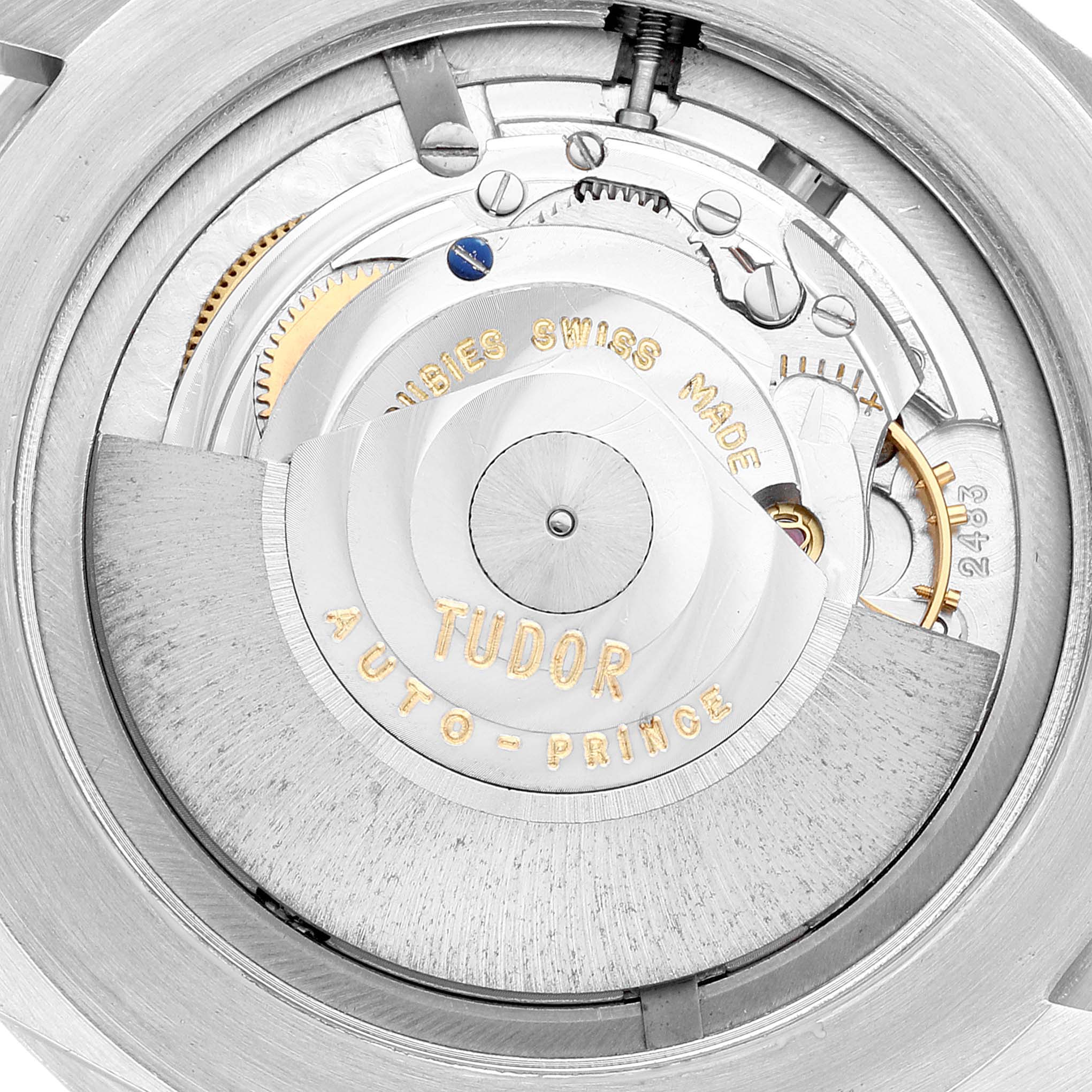 The image shows a detailed view of the movement inside the Tudor Submariner 7016 Men's Stainless Steel Black Dial 7016 Men's Stainless Steel Black Dial watch.