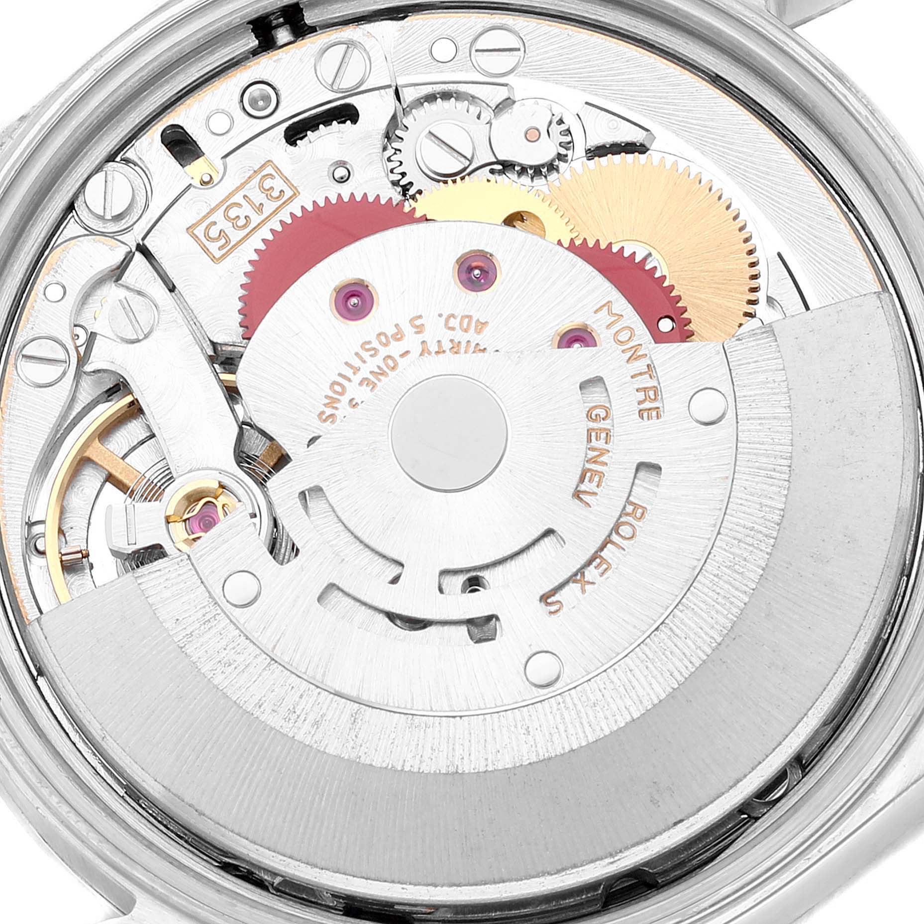 The image shows a close-up of the movement and internal mechanism of a Rolex Date 15200 Men's Stainless Steel Black Dial 15200 Men's Stainless Steel Black Dial model watch.