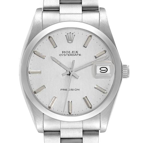 The Rolex Vintage Collection model 6694 men's watch is shown from a front angle, highlighting the dial, date window, crown, and bracelet.
