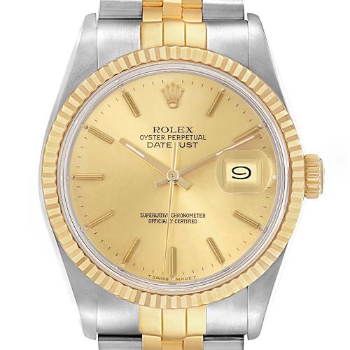 The Rolex Vintage Collection model 16013 is shown from a top-down angle, displaying the dial, bezel, case, and part of the bracelet.