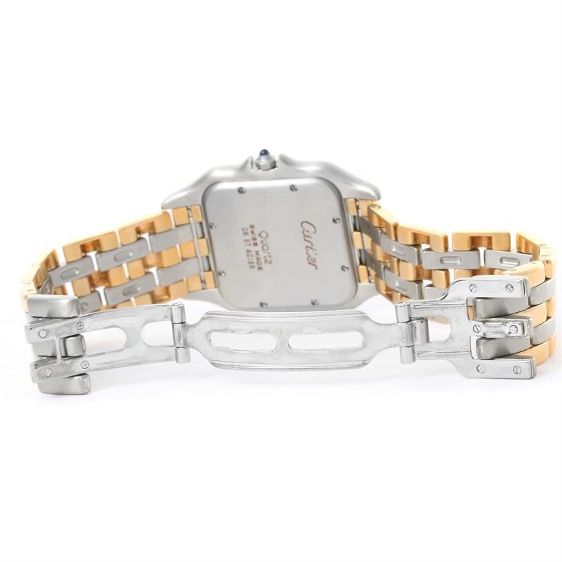 The image shows the back and clasp of a Cartier Panthere Steel and Gold (two tone) Silver Dial Steel and Gold (two tone) Silver Dial watch, highlighting its two-tone bracelet.