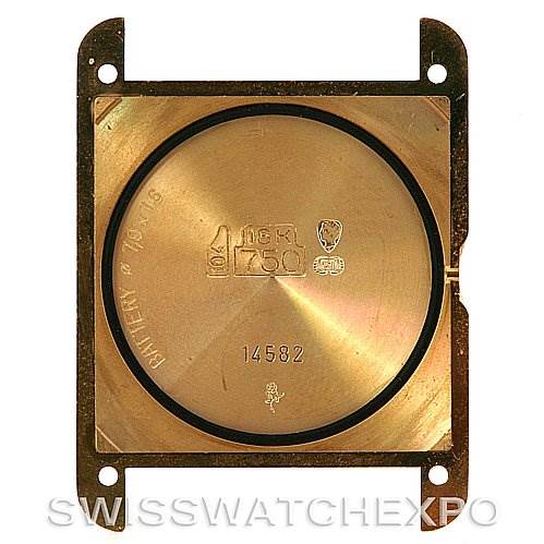 This image shows the back plate of a Tank Classic watch model by Cartier from a top-down angle.