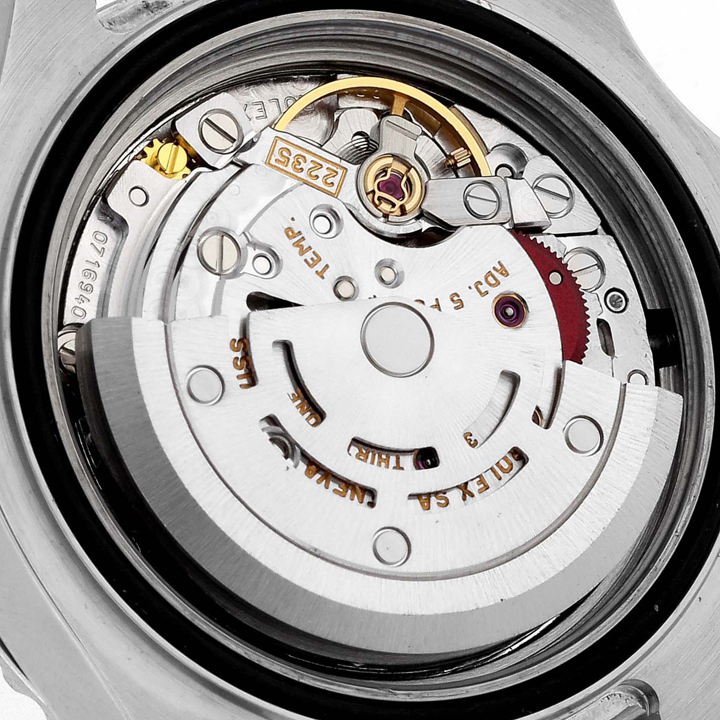 The image shows the intricate mechanism of the Yacht-Master model by Rolex, viewed from the back.