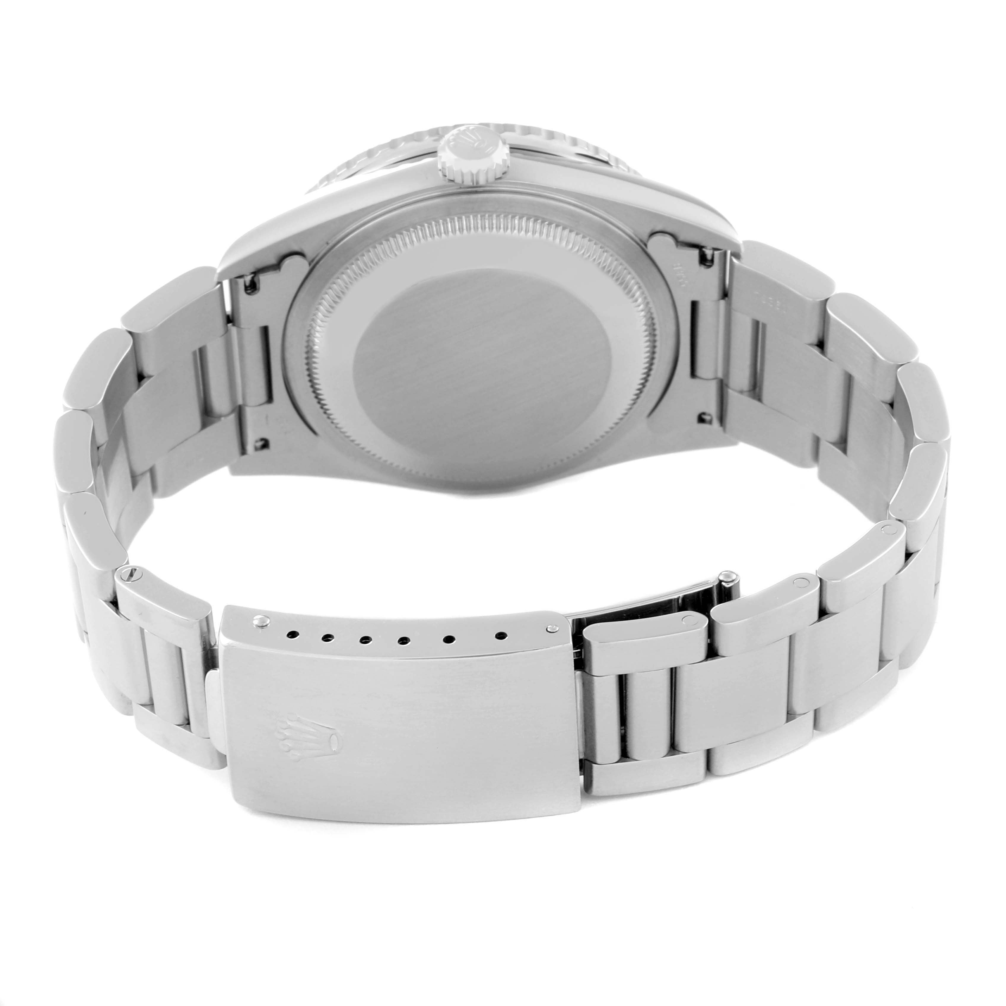 The image shows the back and clasp of a Rolex Turn-o-Graph 16264 Men's Stainless Steel Black Dial 16264 Men's Stainless Steel Black Dial watch from a rear angle.