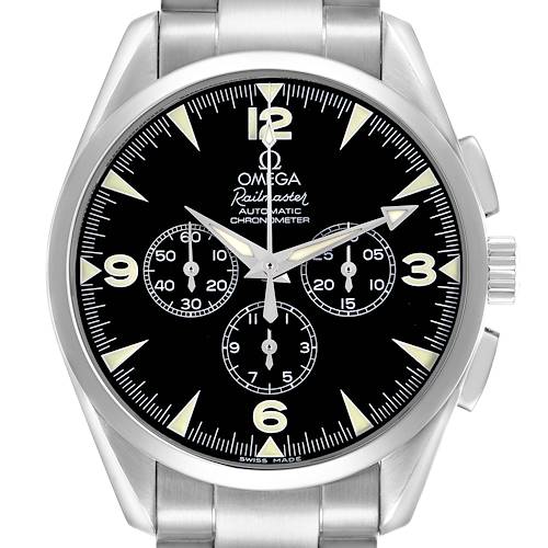 The Omega Aqua Terra 2812.52.37 Men's Stainless Steel Black Dial watch is shown from a front angle, highlighting the dial, hands, and bracelet.