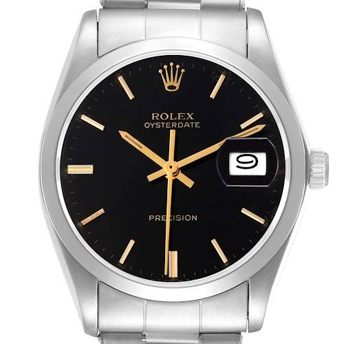 The image shows a front view of a Rolex Date model 6694 men's watch, displaying the dial, hands, date window, and part of the bracelet.