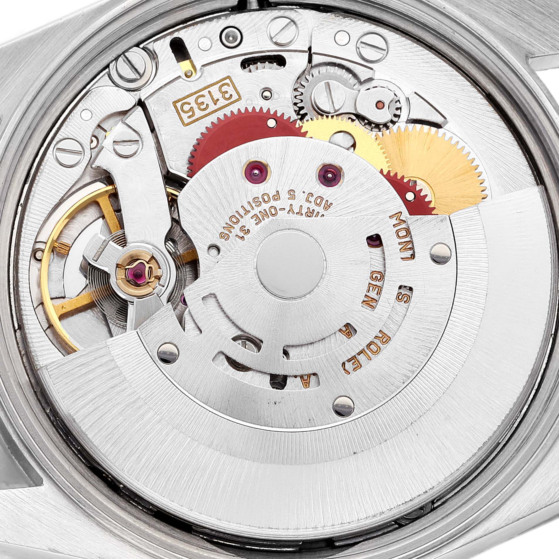 The image shows the inner mechanism of a Rolex Date 15200 Men's Stainless Steel Grey Dial 15200 Men's Stainless Steel Grey Dial model watch from a close-up angle.
