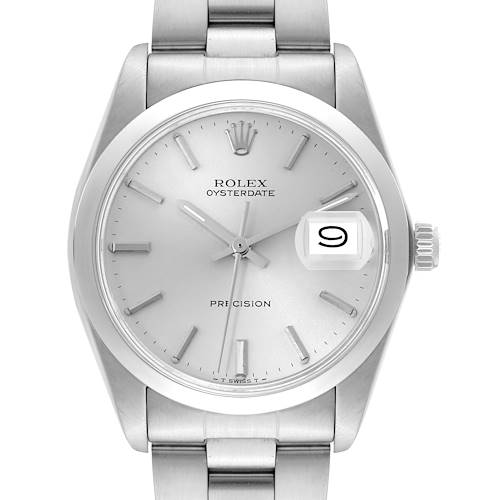 The Rolex Vintage Collection 6694 Men's Stainless Steel Silver Dial 6694 Men's Stainless Steel Silver Dial Oysterdate is shown from a front angle, displaying the dial, hands, date window, crown, and part of the bracelet.