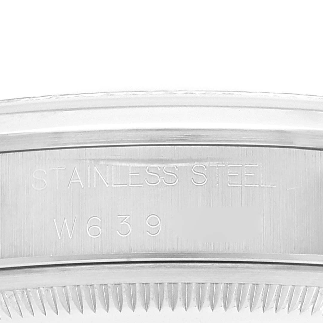 This image shows the case edge and serial number engraving of a Rolex Date 15200 Men's Stainless Steel Black Dial 15200 Men's Stainless Steel Black Dial model watch.