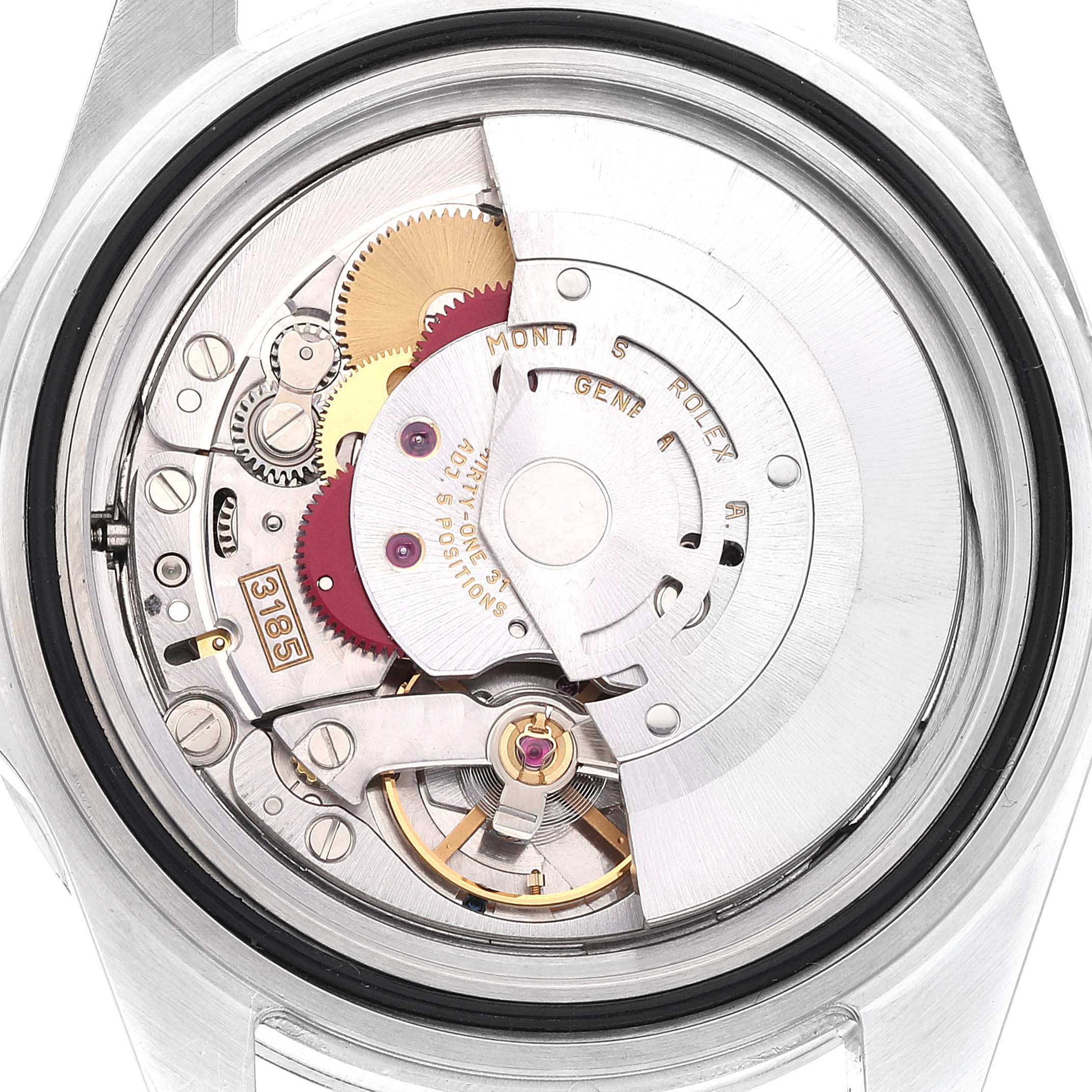 This image shows the internal movement mechanism of a Rolex Explorer 16570 Men's Stainless Steel White Dial 16570 Men's Stainless Steel White Dial watch from the back angle.