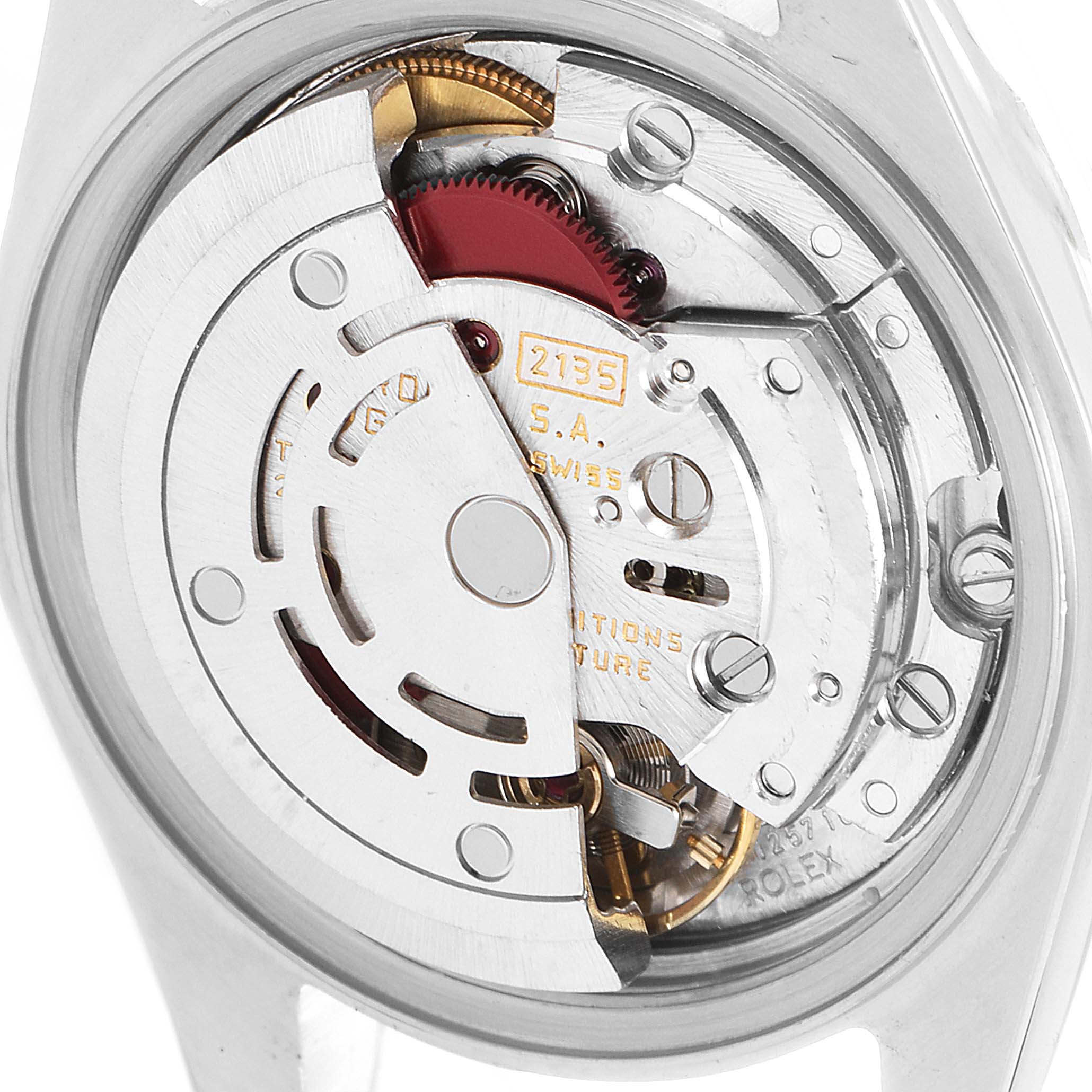 This image shows the inner movement mechanism of a Rolex Datejust 69173 Women's Steel and Gold (two tone) Black Dial 69173 Women's Steel and Gold (two tone) Black Dial model, viewed from the back.