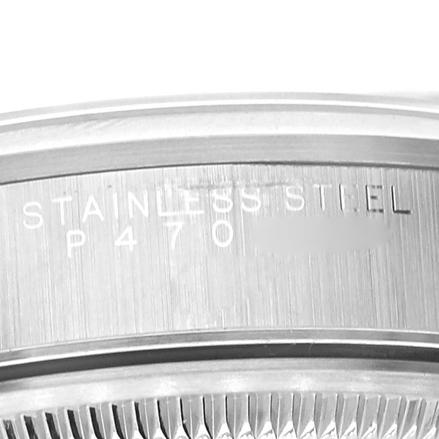 The image shows a close-up of the stainless steel bezel and brushed casing of a Rolex Date 15200 Men's Stainless Steel Black Dial 15200 Men's Stainless Steel Black Dial model watch.