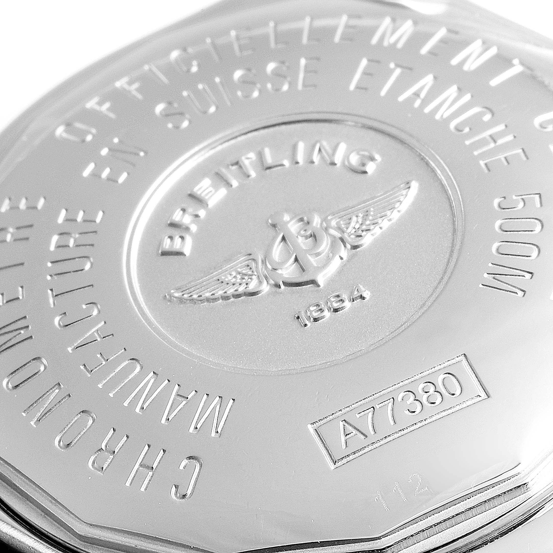 The image shows the back case of the Breitling A77380 Women's Stainless Steel Silver Dial A77380 Women's Stainless Steel Silver Dial Colt Oceane Stainless Steel Diamond Ladies Watch A77380 model.