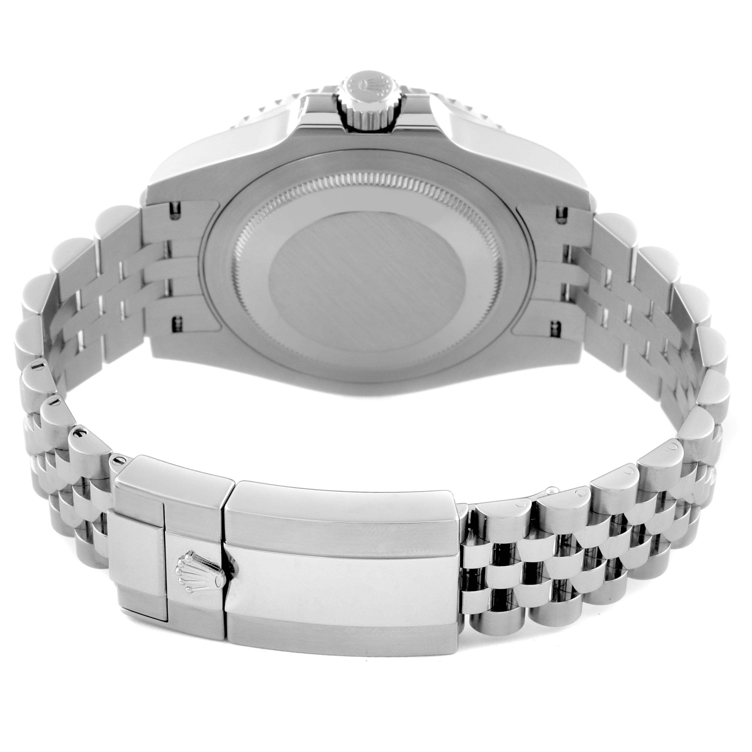 The image shows the backside and bracelet clasp of a Rolex GMT-Master 126710BLRO Men's Stainless Steel Black Dial 126710BLRO Men's Stainless Steel Black Dial watch.