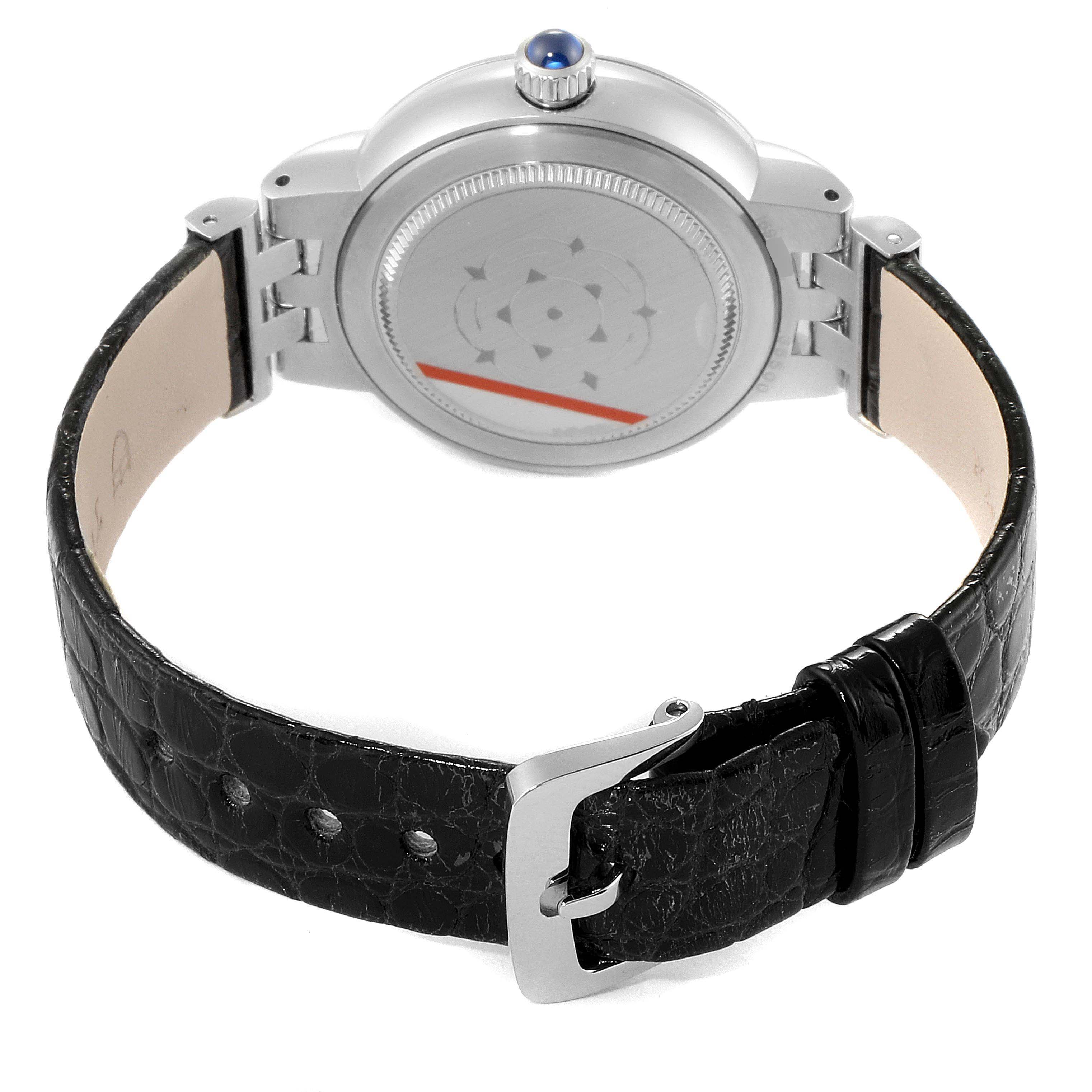 The photo shows the back and leather strap of a Tudor Clair de Rose M35800-0006 Women's Stainless Steel Silver Dial M35800-0006 Women's Stainless Steel Silver Dial watch, displaying its case back and buckle.