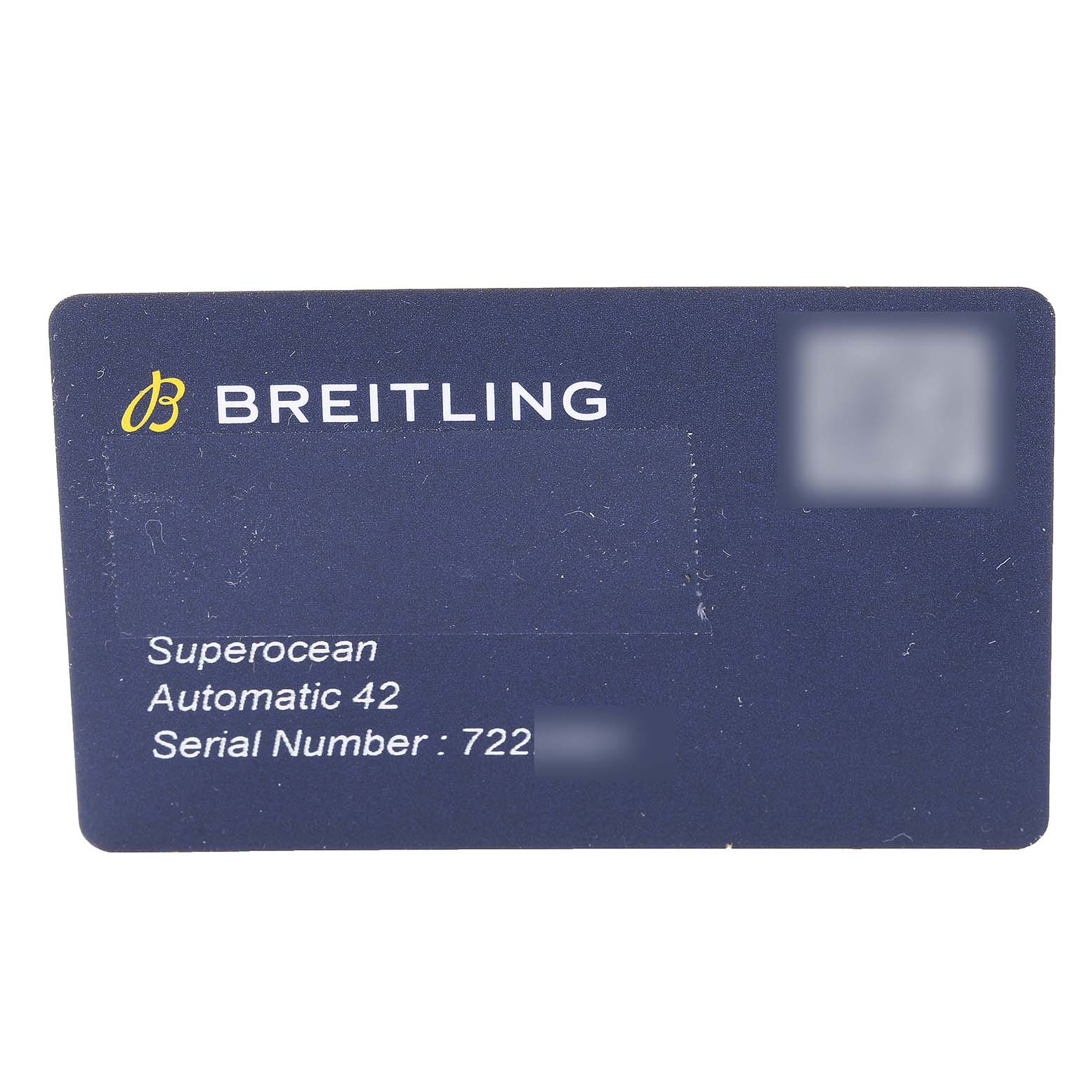 This image shows a Breitling Superocean A17366 Men's Stainless Steel White Dial A17366 Men's Stainless Steel White Dial Automatic 42 warranty card.